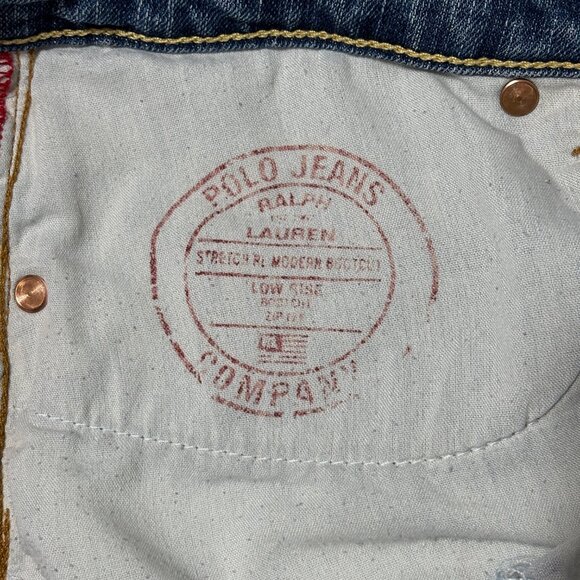 Polo Jeans Co Ralph Lauren Womens 14 Bootcut Denim Jeans Distressed Low Rise Y2K - Picture 8 of 14
